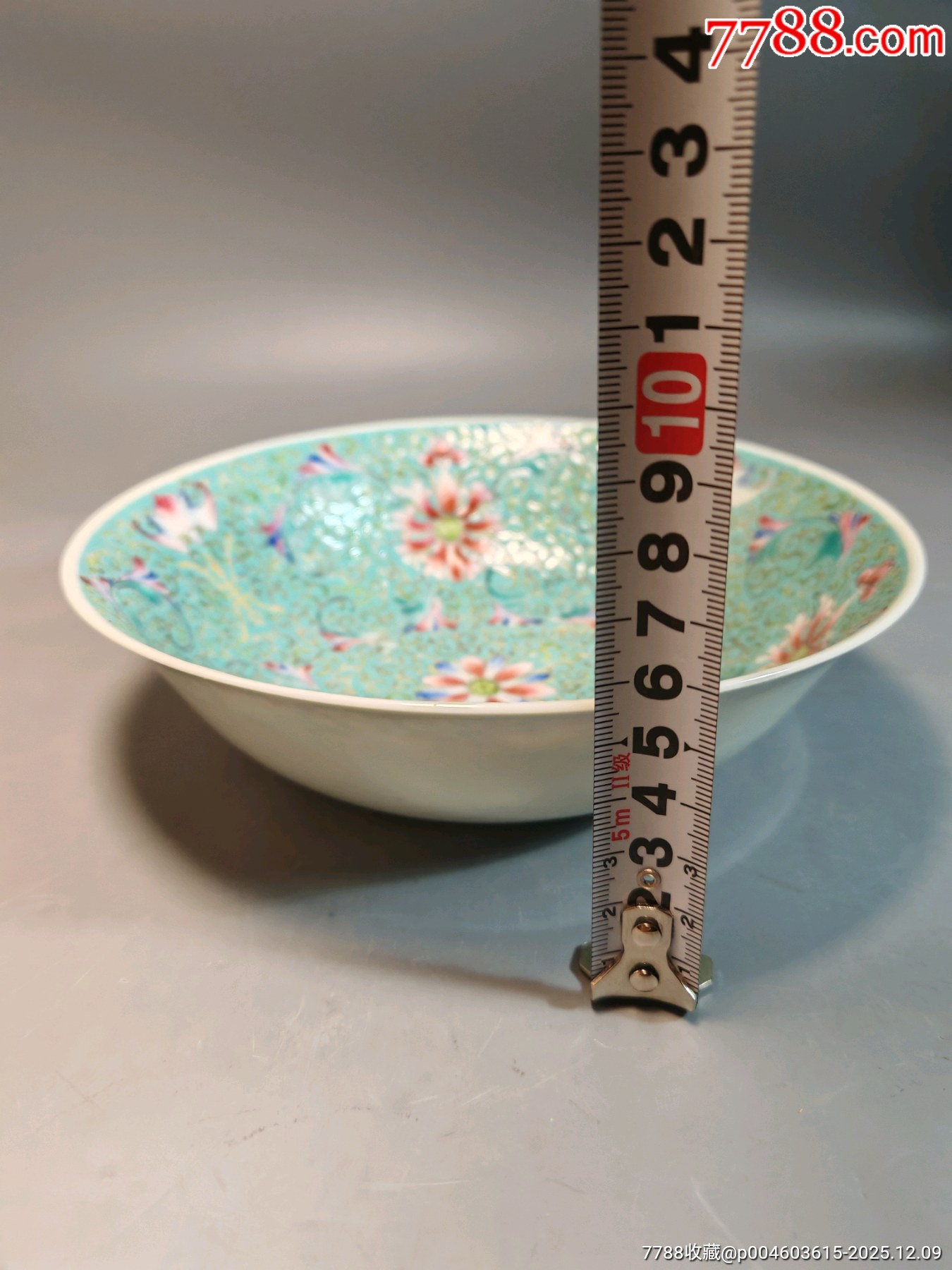 晚清民國松石綠釉粉彩寶相花紋碗_價格901元_第7張_