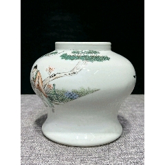 已鑒定民國大名家余和順粉彩人物太白醉酒圖小將軍罐