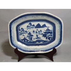 清中期青花通景山水紋大盤(pán)(zc43250285)