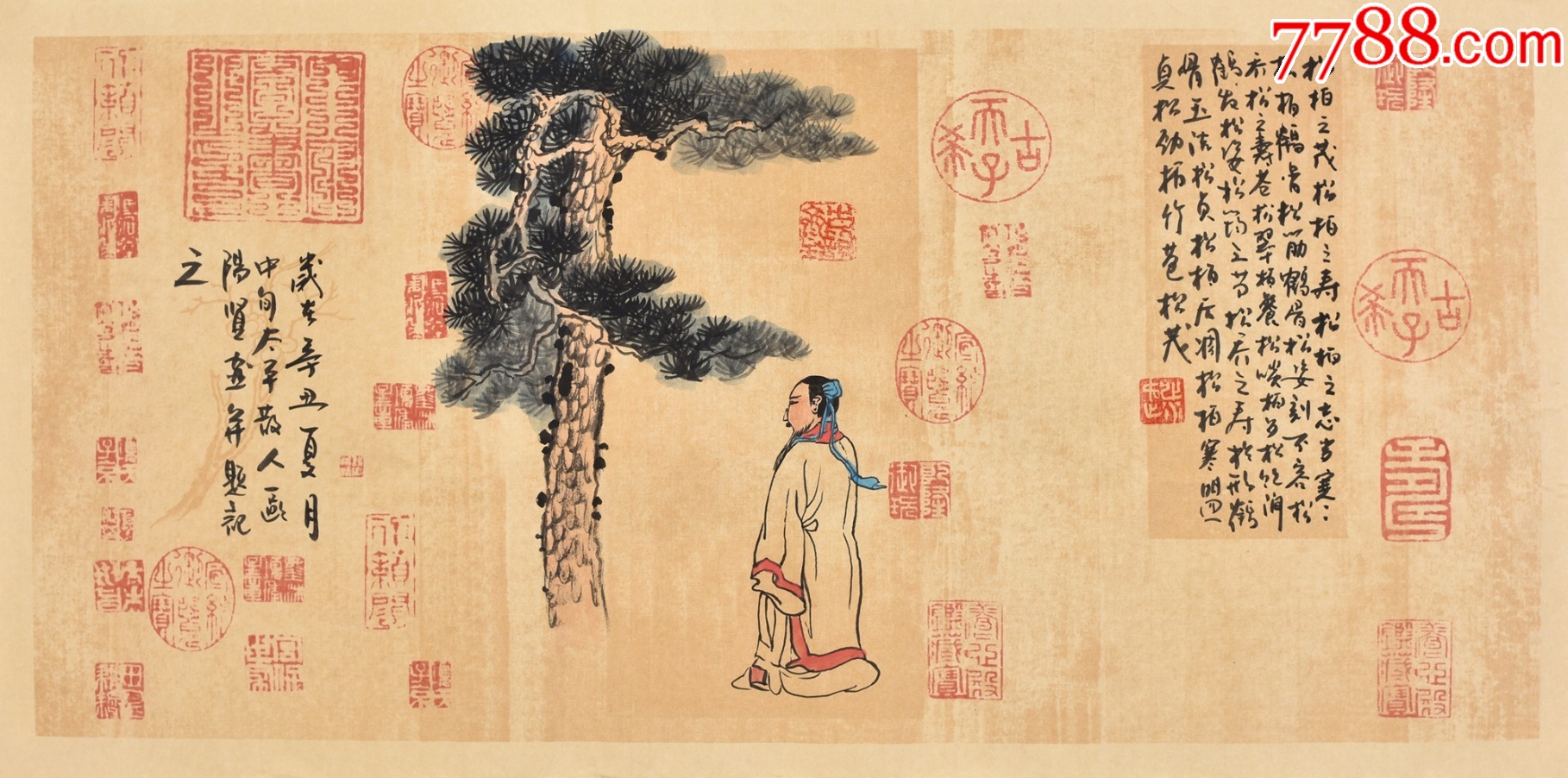 当代实力画家欧阳贤老师人物画作品《松风高逸》_人物国画原作_品逸轩【7788收藏__收藏热线】