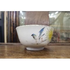 料彩花鳥碗