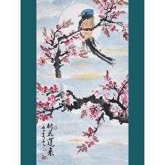 【合影真跡推薦】潛力級(jí)青年實(shí)力畫家朱老師花鳥畫《桃花運(yùn)來》