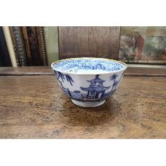 青花山水樓閣描金小碗