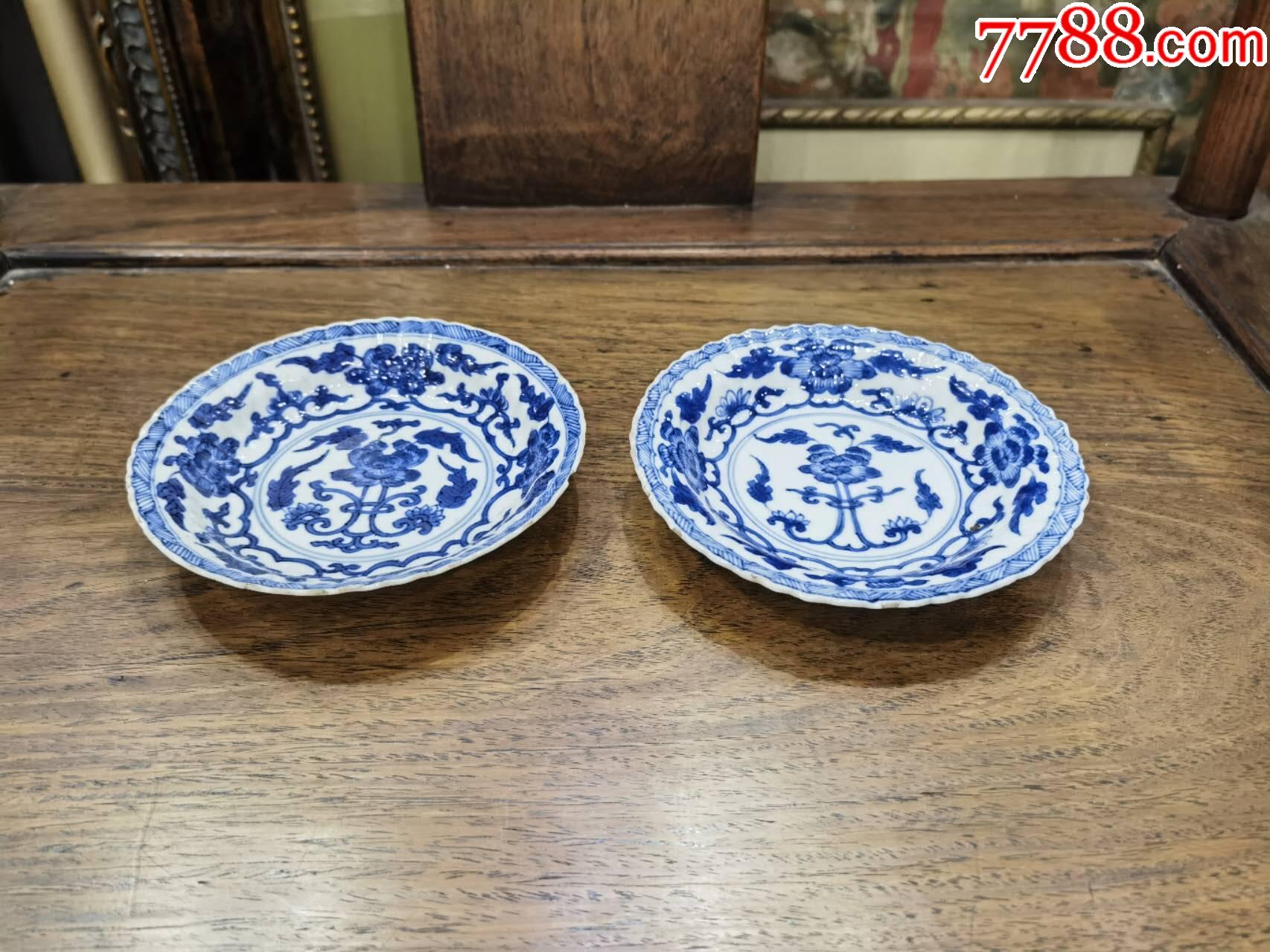 清青花花卉盤一對_價格595元_第1張_