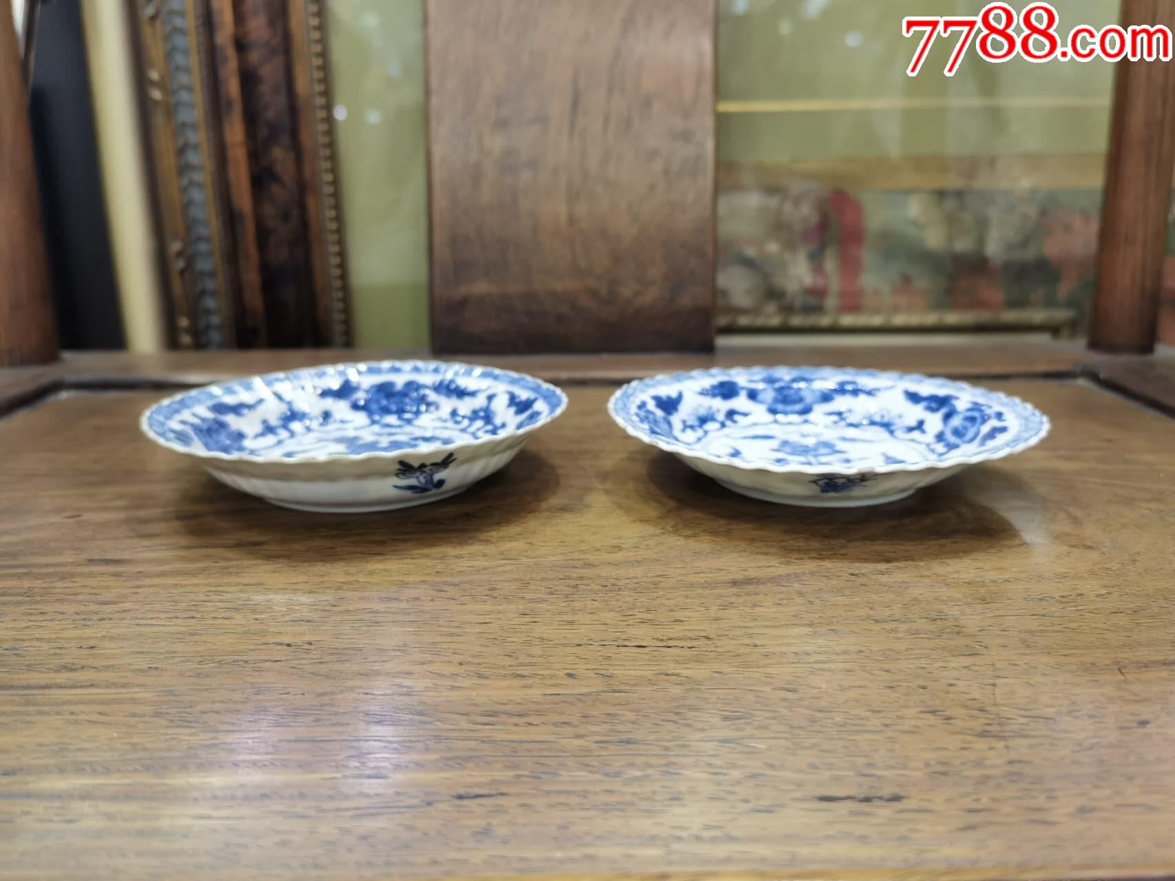 清青花花卉盤一對_價格595元_第2張_