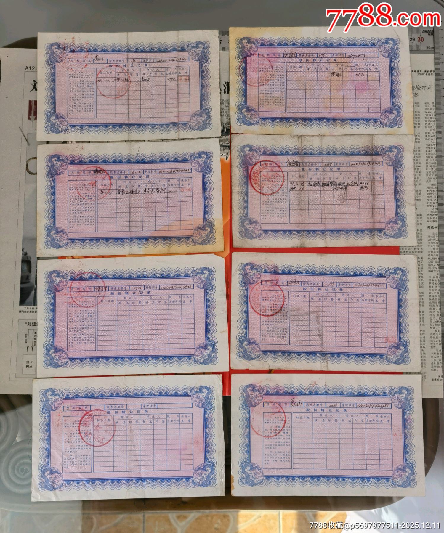 航母概念瓦良格號(hào)概念股四平金龍股權(quán)證三枚套（8套）_價(jià)格1160元_第2張_