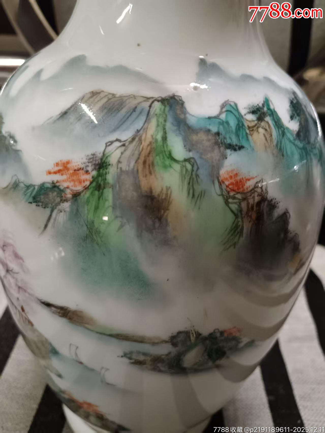 1983年的老楓溪粉彩淺絳彩繪山水花瓶，畫功精細，完整，如圖所見發(fā)貨_價格161元_第5張_