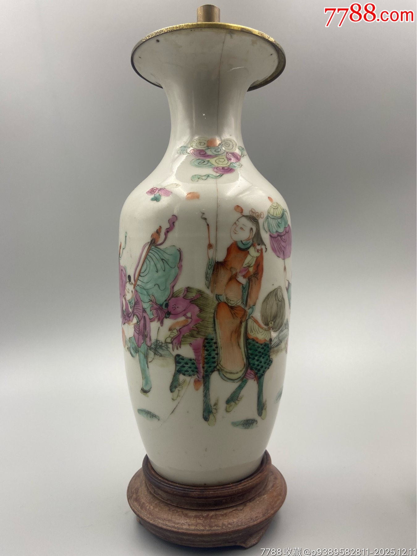 歐洲回流，晚清同治細(xì)路粉彩麒麟送子賞瓶。。畫工精細(xì)，畫工絕對算是同類題_價格922元_第1張_