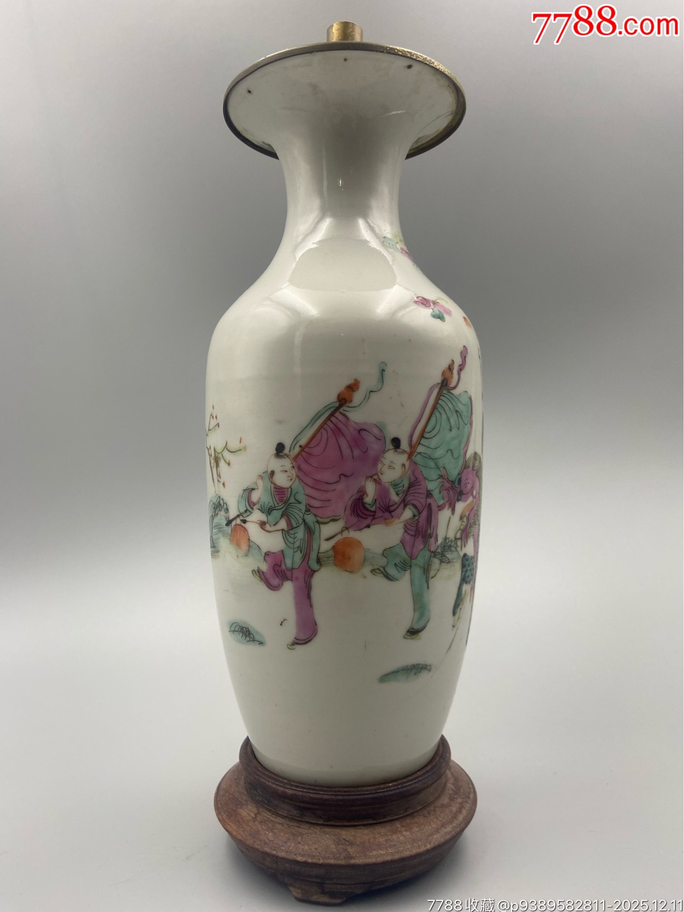 歐洲回流，晚清同治細(xì)路粉彩麒麟送子賞瓶。。畫工精細(xì)，畫工絕對算是同類題_價格922元_第2張_