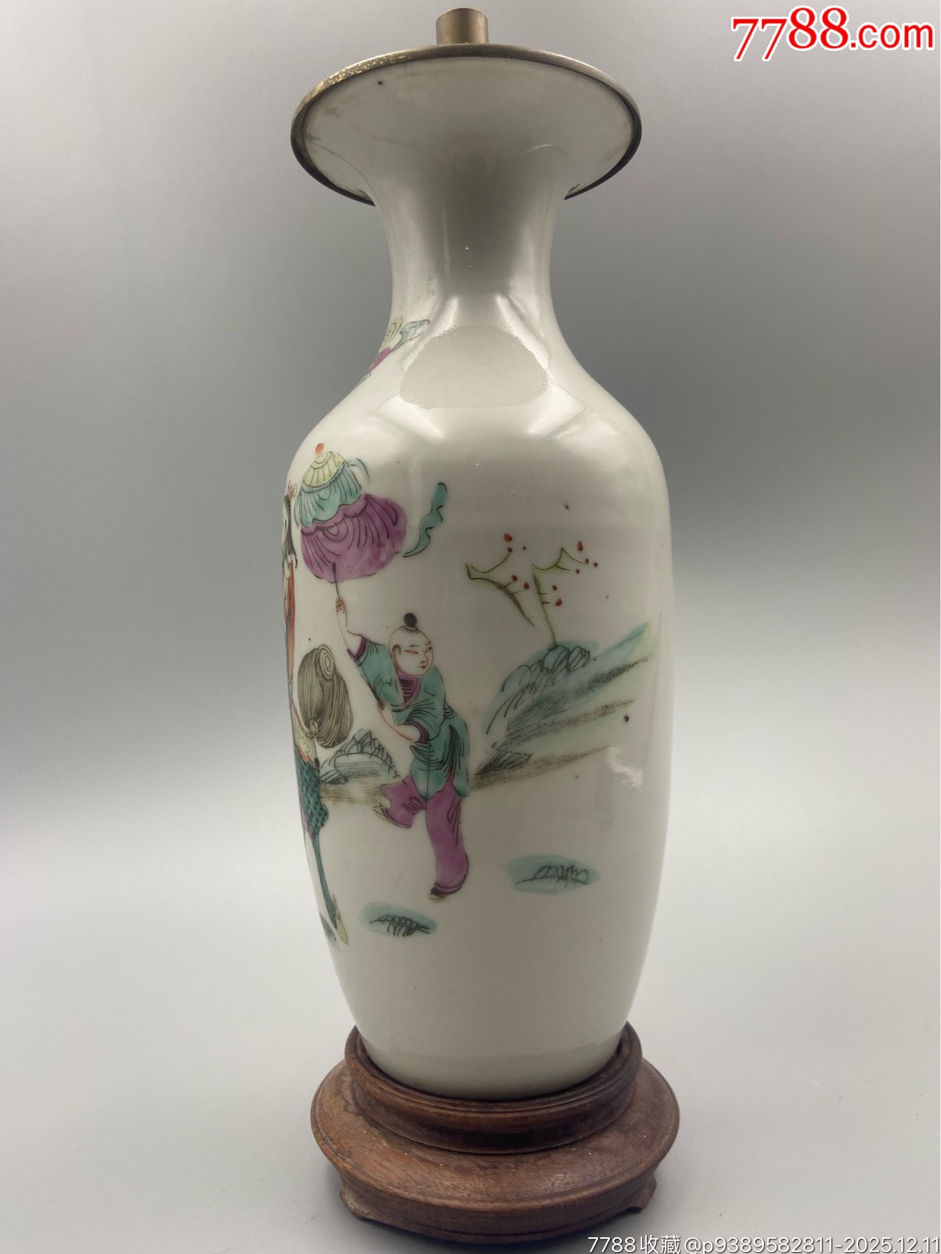 歐洲回流，晚清同治細(xì)路粉彩麒麟送子賞瓶。。畫工精細(xì)，畫工絕對算是同類題_價格922元_第4張_