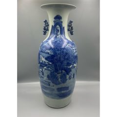 歐洲回流，晚清青花山水人物大賞瓶品相：全品尺寸：300件路途遙遠(yuǎn)，任