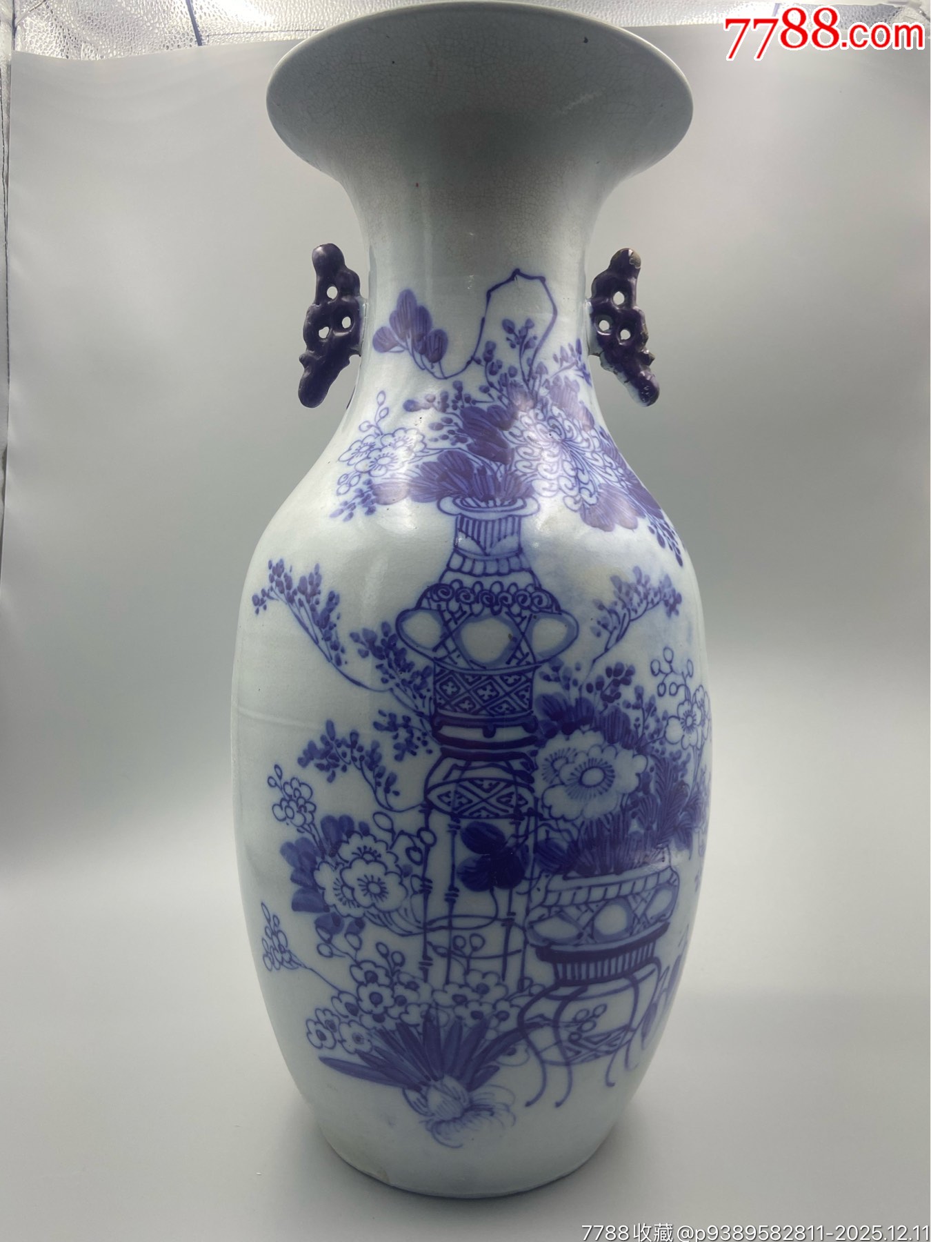 歐洲回流，晚清民國(guó)博古青花大瓶。畫工精細(xì)，絕對(duì)算是同類題材中的佼佼者了_價(jià)格651元_第1張_