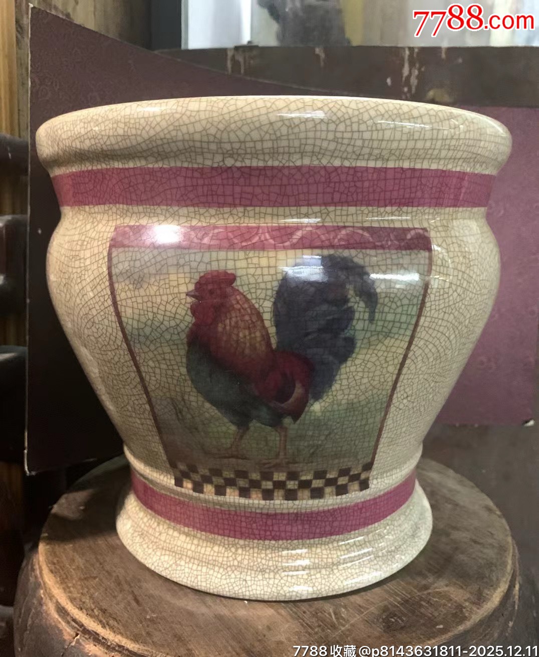 567時(shí)期潮州溪楓窯開(kāi)窗雄雞圖印花瘦身手卷缸_價(jià)格601元_第1張_