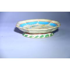 晚清粉彩花鳥(niǎo)紋花口供盤(pán)