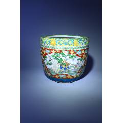 晚清粉彩山水紋卷缸(zc43298238)