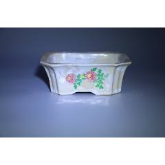 晚清粉彩花卉詩(shī)文八棱水仙盆