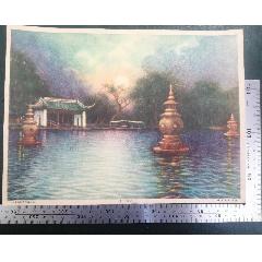 民國(guó)世界畫報(bào)敬贈(zèng)的的《三潭印月》商標(biāo)廣告畫，品相看圖！