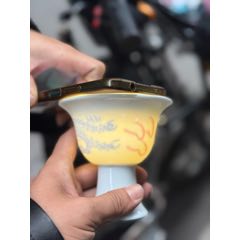 民國至解放時期老景德鎮(zhèn)白瓷彩繪龍紋高足杯，通透，畫功精湛，完整