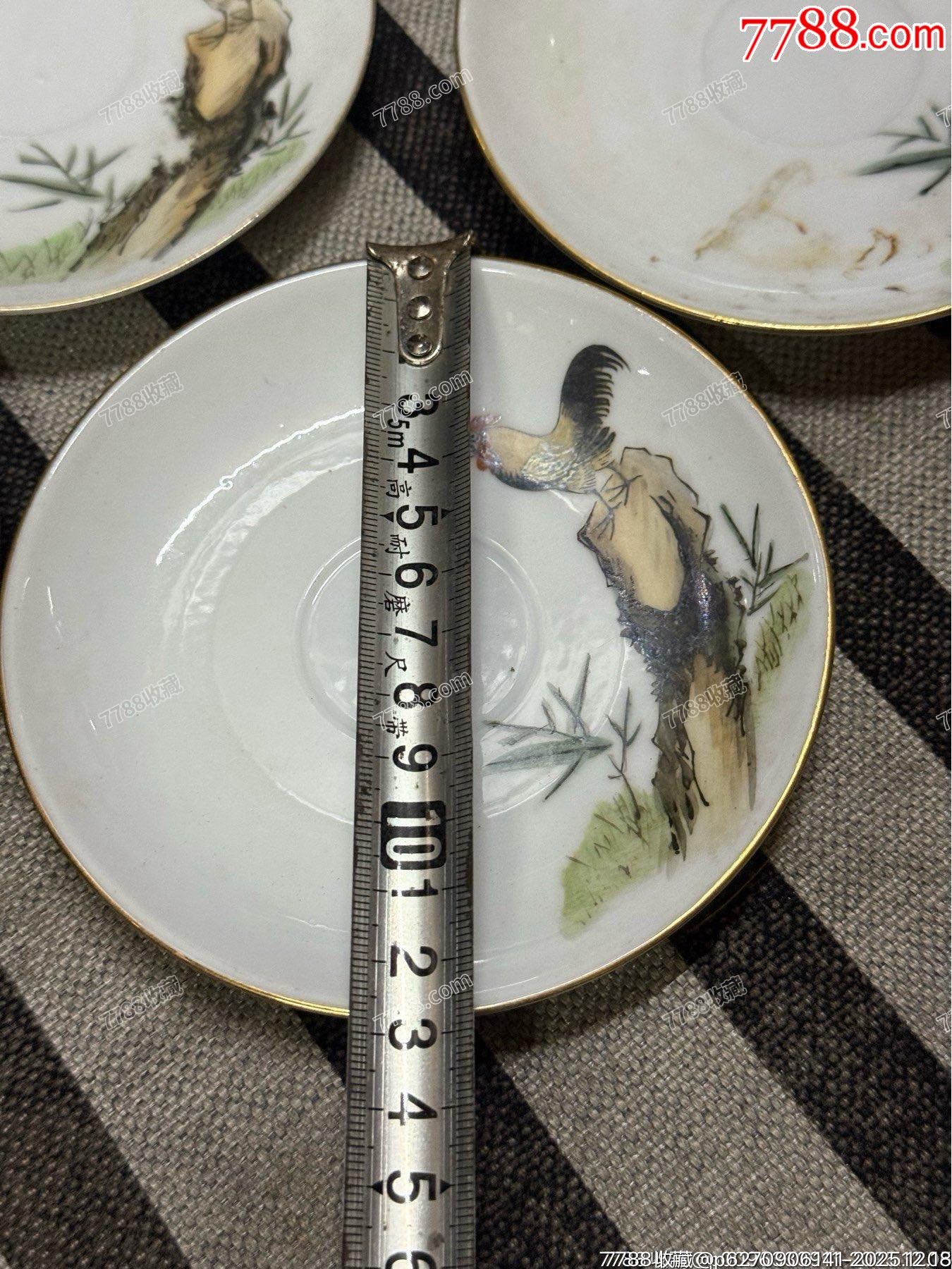 6070年的老粉彩公雞杯墊五個(gè)，畫功精湛，完整，如圖所見發(fā)貨_價(jià)格39元_第4張_