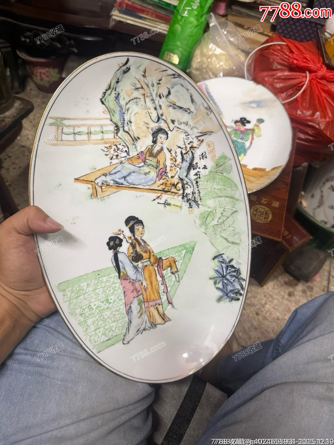七十年代的老楓溪彩繪仕女人物觀賞盤，完整，純手繪，如圖所見發(fā)貨_價格39元_第1張_