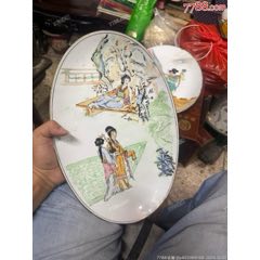 七十年代的老楓溪彩繪仕女人物觀賞盤，完整，純手繪，如圖所見發(fā)貨