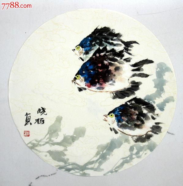 郭晓柯国画手绘扇面字画小品56cm×21cm-au6595204