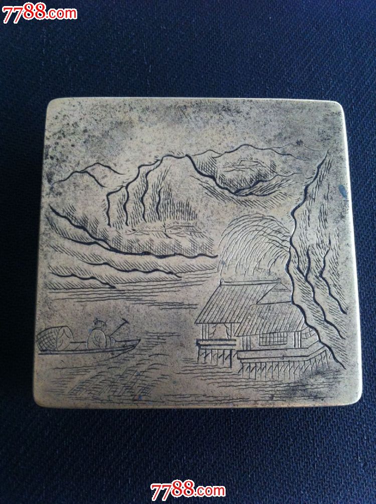 民国山水人物墨盒