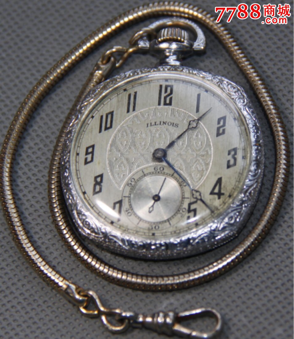 美国伊利诺斯包白金机械怀表