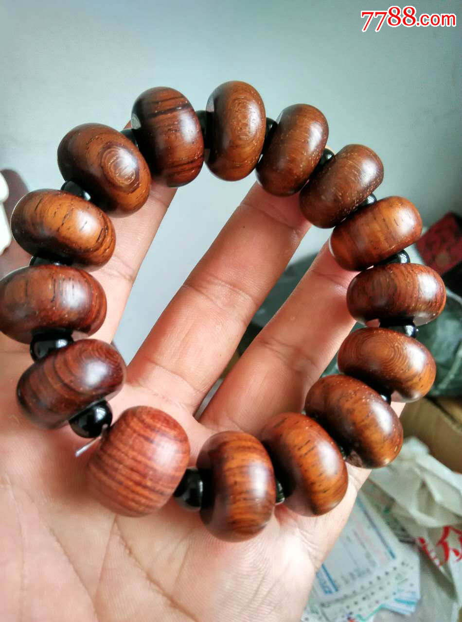 黄花梨算盘珠手串