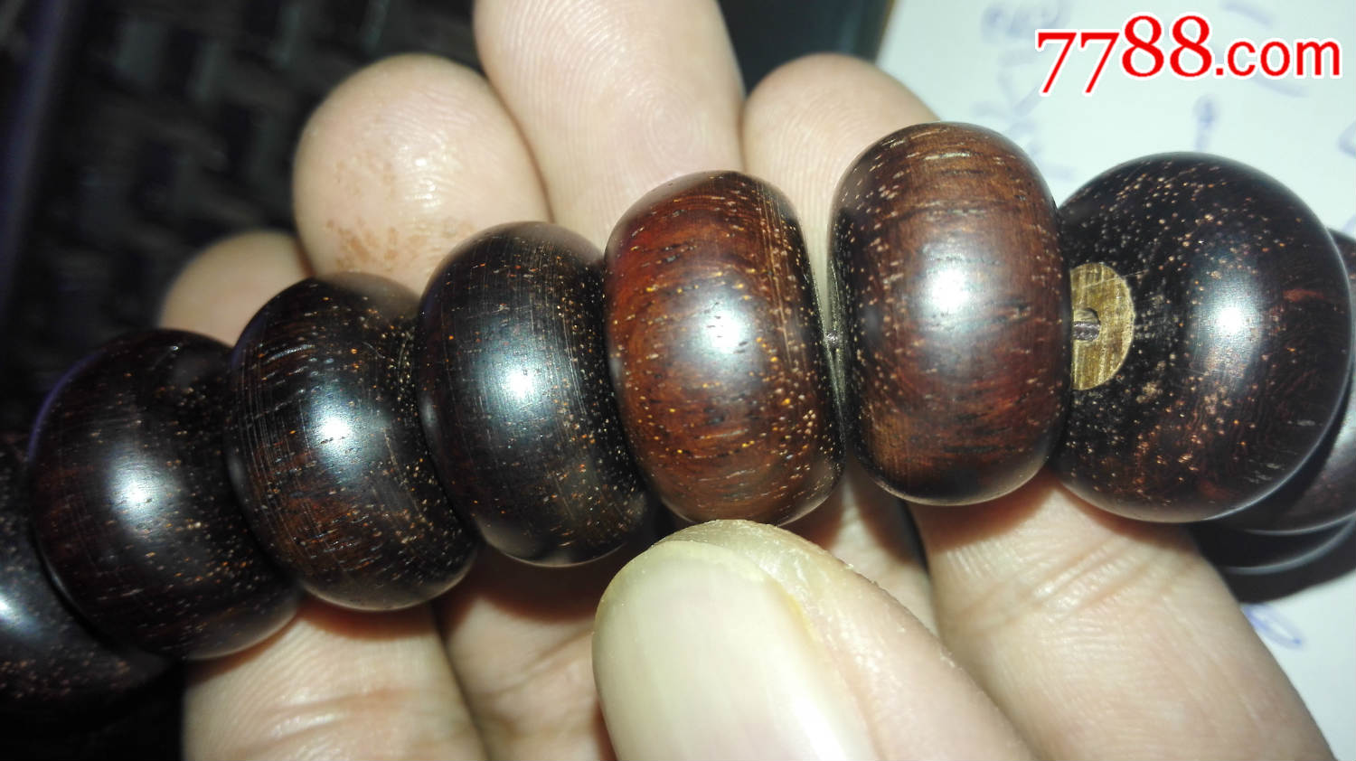 金星小叶紫檀老算盘珠子带镶嵌18颗,手串手持佛珠,红木料