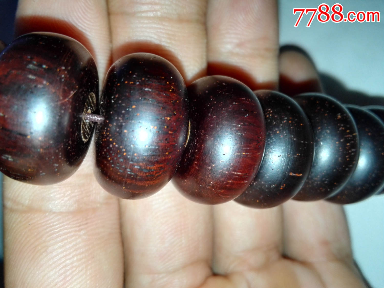 金星小叶紫檀老算盘珠子带镶嵌18颗,手串手持佛珠,红木料
