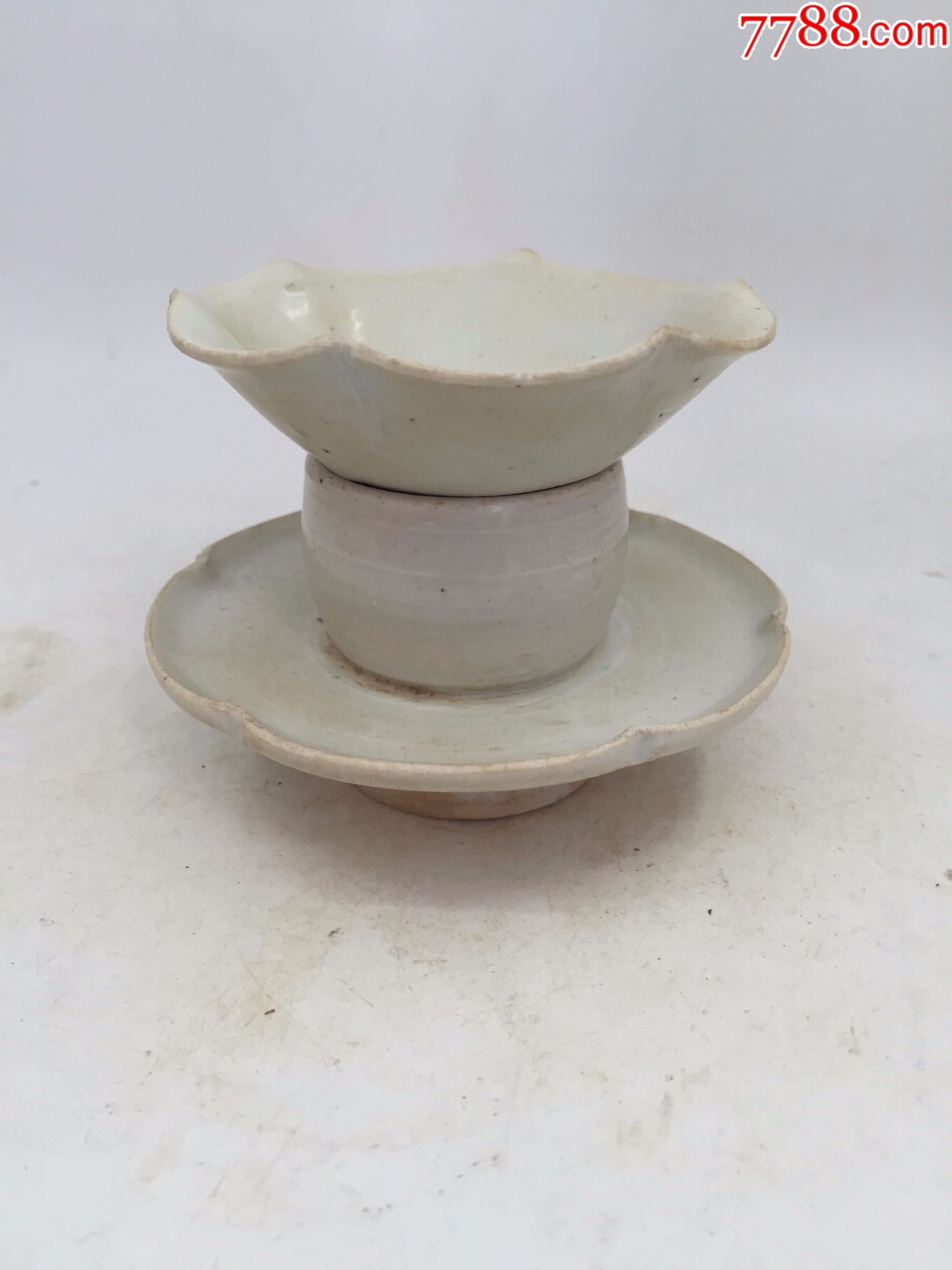 宋代青白釉花口茶盏,托-价格:300.0000元-au15126670-青白瓷/影青瓷-