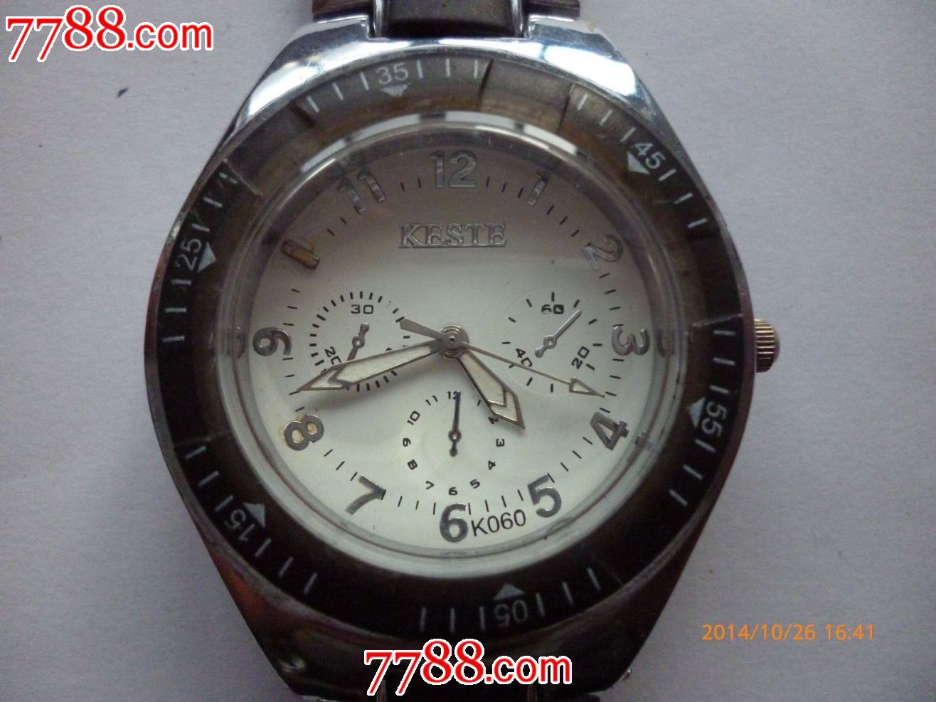 keste】男士电子石英表【非常好的白钢间黑原装表带】-au8965952-手表