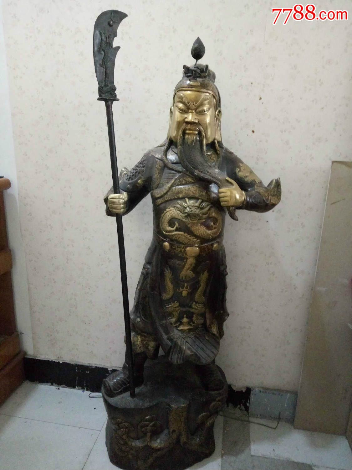 民国时期的黄铜关公像-价格:1000元-au10570216-铜像/铜佛像-拍卖