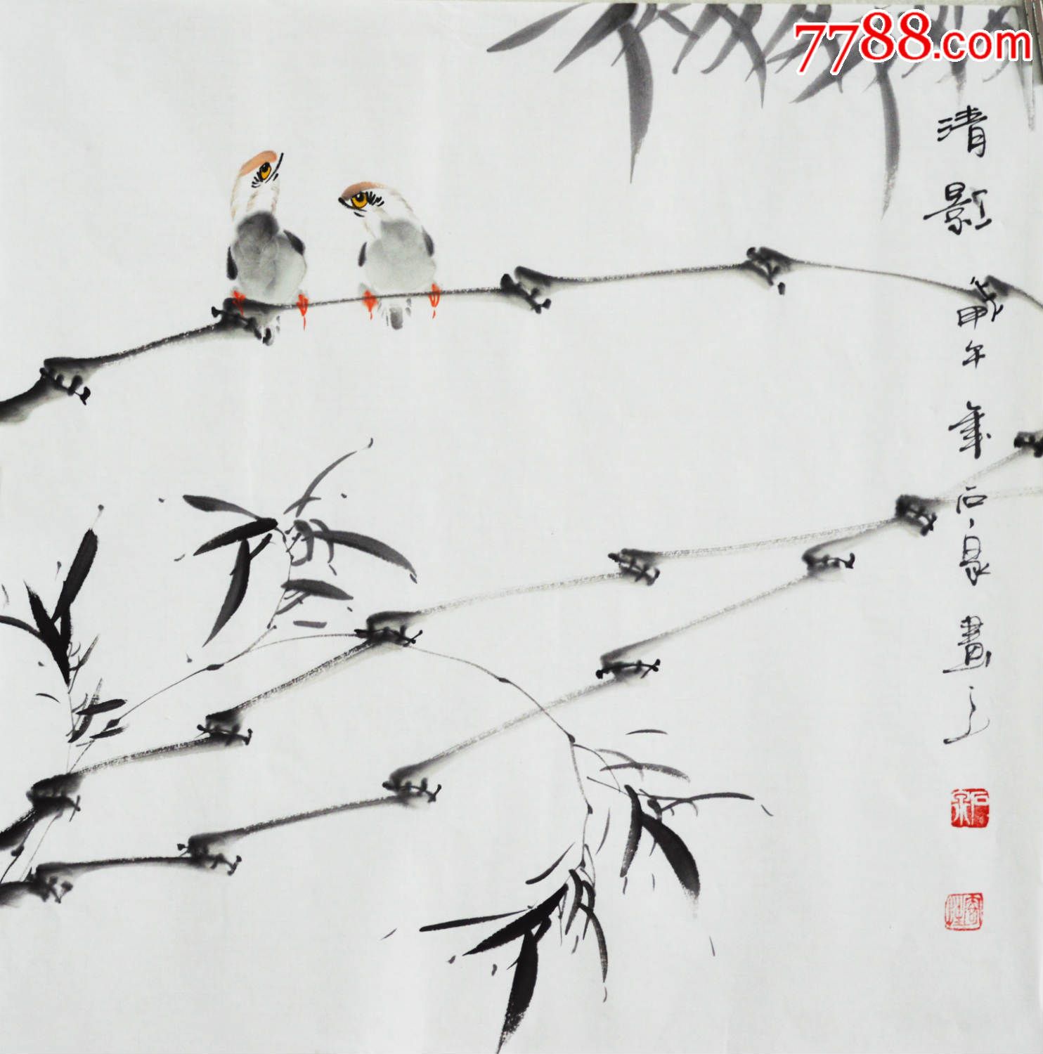 石泉水墨写意花鸟画《清影》hn3228