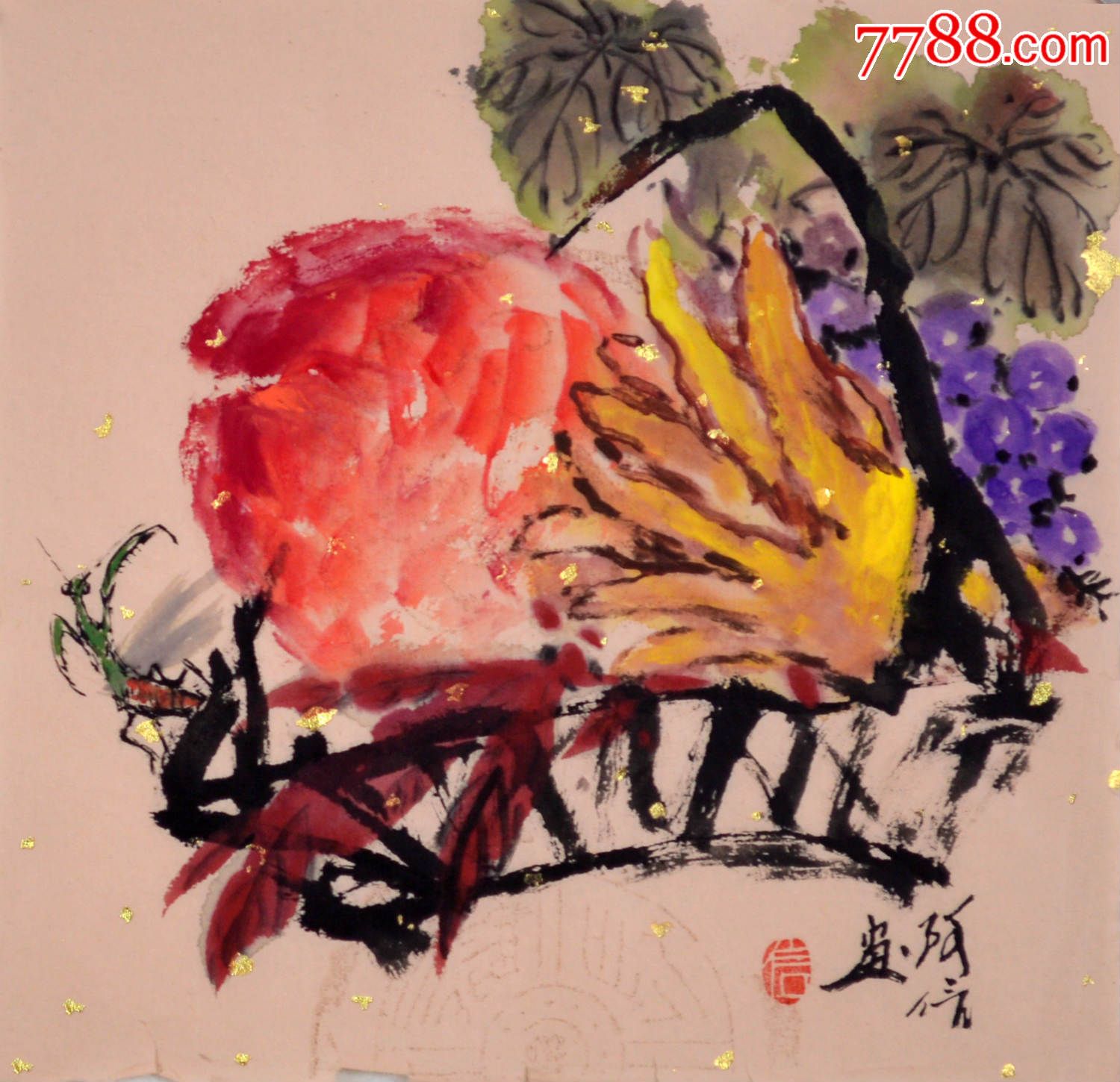 小品国画花鸟画《蔬果图》hn4468