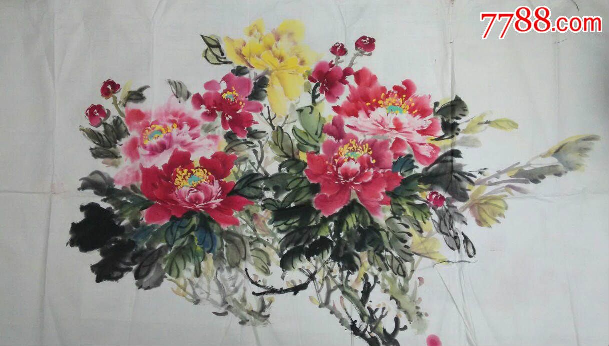 赚人气低价拍,岭南派著名画家【牡丹花】无款精选作品