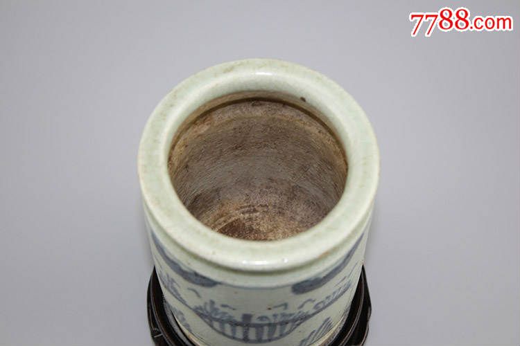 大明万历青花人物笔筒