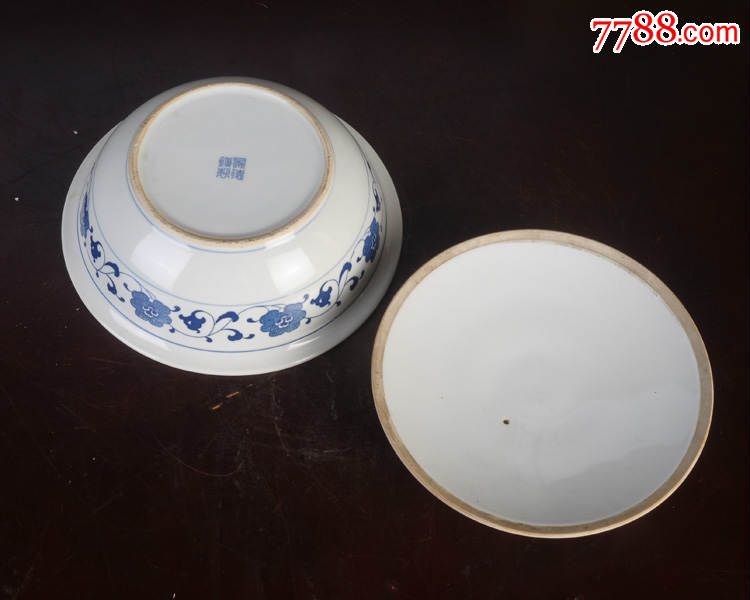 景德镇文革老厂瓷器/精品收藏/曙光瓷厂青花芙蓉花窝锅